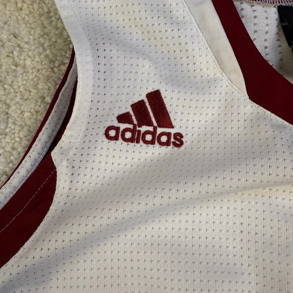 Adidas Men's White Maroon Basketball‎ Jersey Tank Top Size M